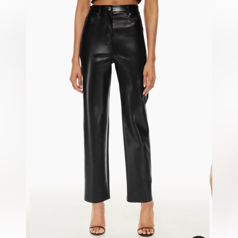 Aritzia Wilfred The Melina Super High Waisted Rise Black Faux Leather Pants 4